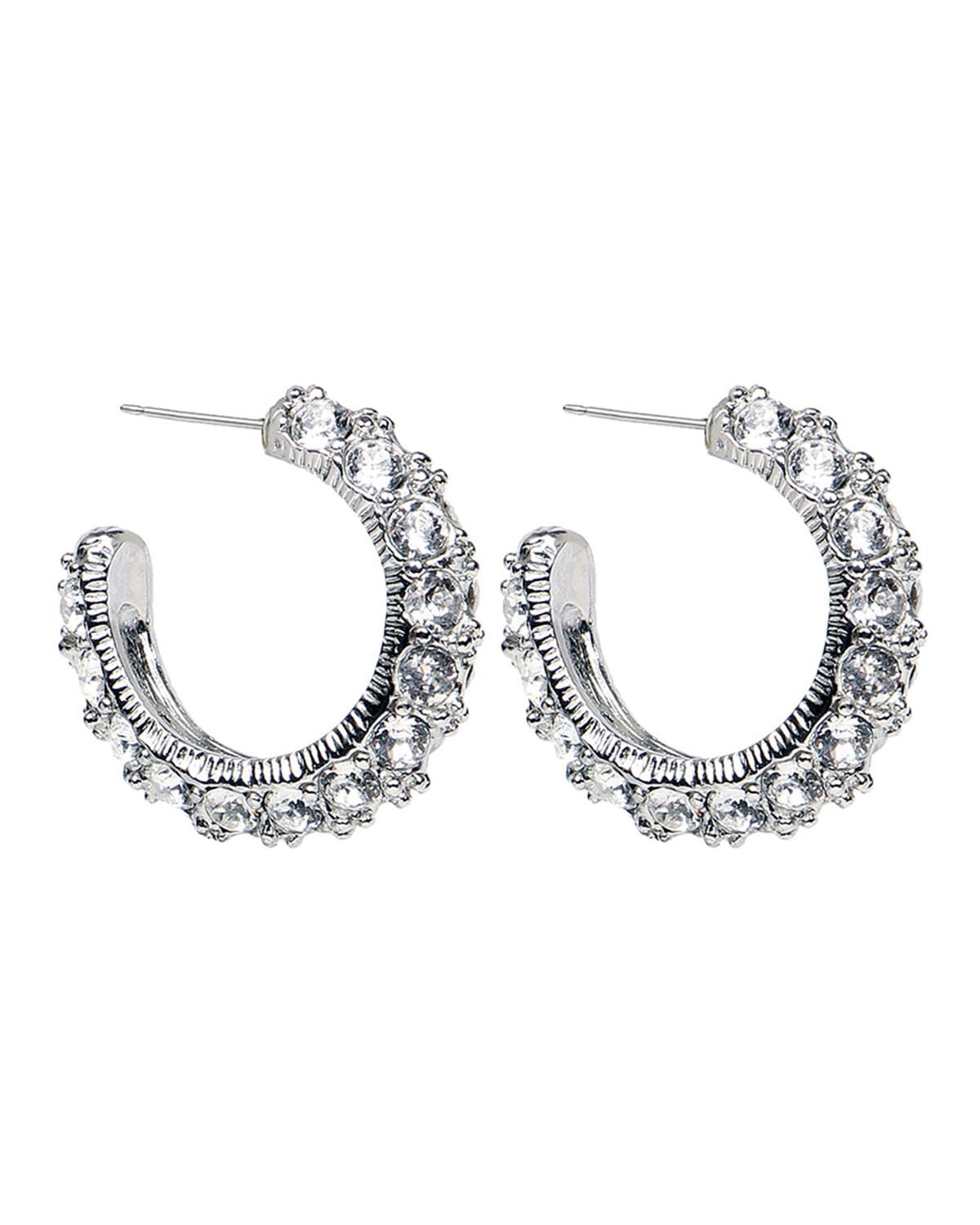 Crystal Hoop Earrings, Silver | Neiman Marcus