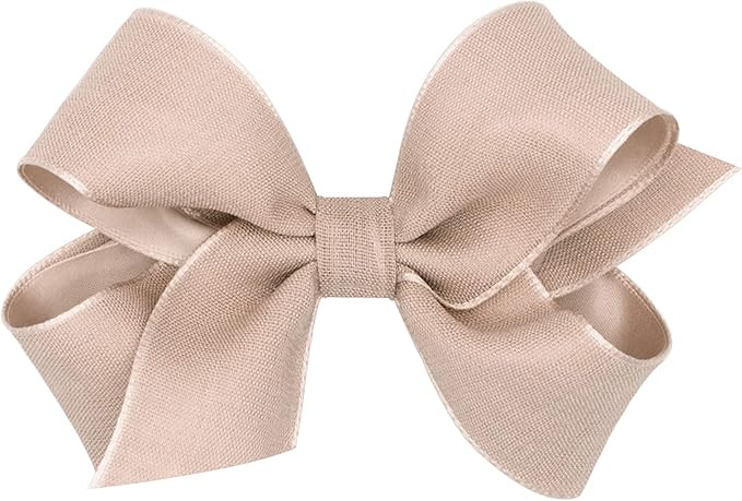 Wee Ones Girl's Canvas Linen Overlay Hair Bow | Amazon (US)