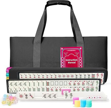 Mahjong Tile Set,166 White Tiles Mahjong Set, 4 All-in-One Rack/Pushers /3 dice, /100 Money Chips... | Amazon (US)