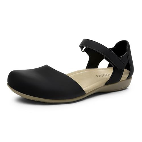 Rihero Black Closed Toe Sandals Women Comfortable Memory Form Arch Support Sandals Women's Business Casual Dress Shoes for Walking Vacation Shopping 9.5 | Amazon (US)