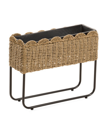 24x8x19.5 Scalloped Resin Wicker Woven Outdoor Planter | Mother's Day Gifts | Marshalls | Marshalls