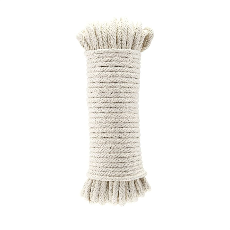 Amazon Basics Natural Cotton Braided Rope, Strong, Low Stretch, All-Purpose, Clothesline, DIY Pro... | Amazon (US)