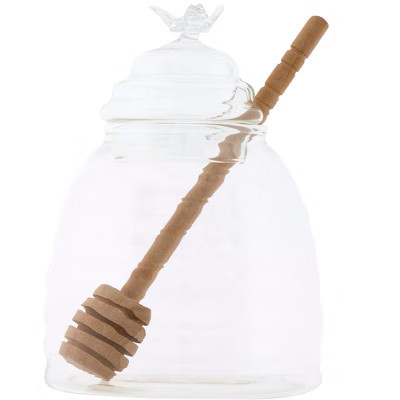 Storied Home Clear Honey Pot with Lid & Bamboo Dipper | Target