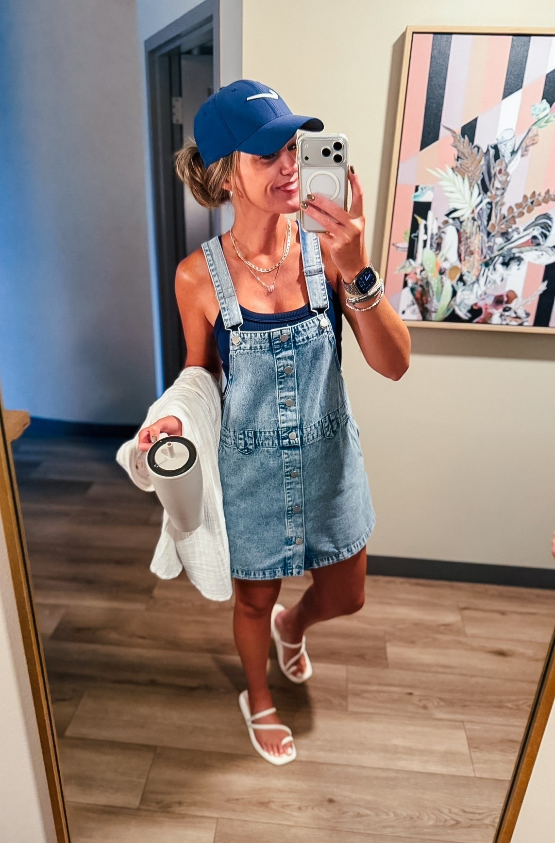 Last day of the tourney. Going with this comfy denim overall dress. Wearing medium. 
Linked my tank but not seeing it available in navy anymore

#LTKSeasonal #LTKOver40 #LTKmomlife