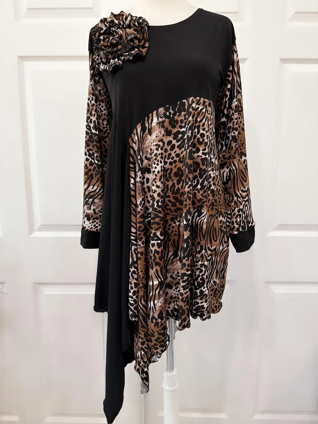 Brown animal print and black tunic top | Etsy (US)