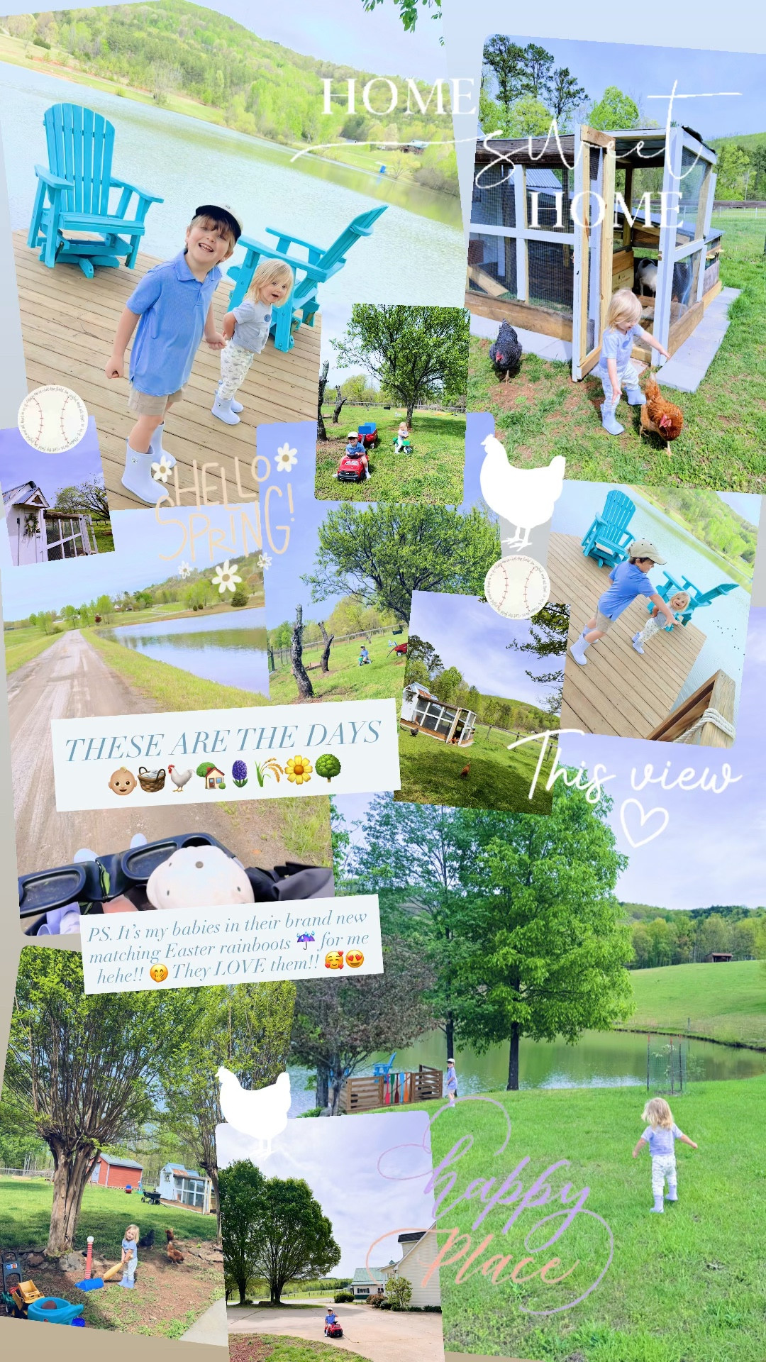 THESE ARE THE DAYS 👶🏼🧺🐓🏡🪻🌾🌼🌳

PS. It’s my babies in their brand new matching Easter rainboots ☔️ for me hehe!! 🤭 They LOVE them!! 🥰😍