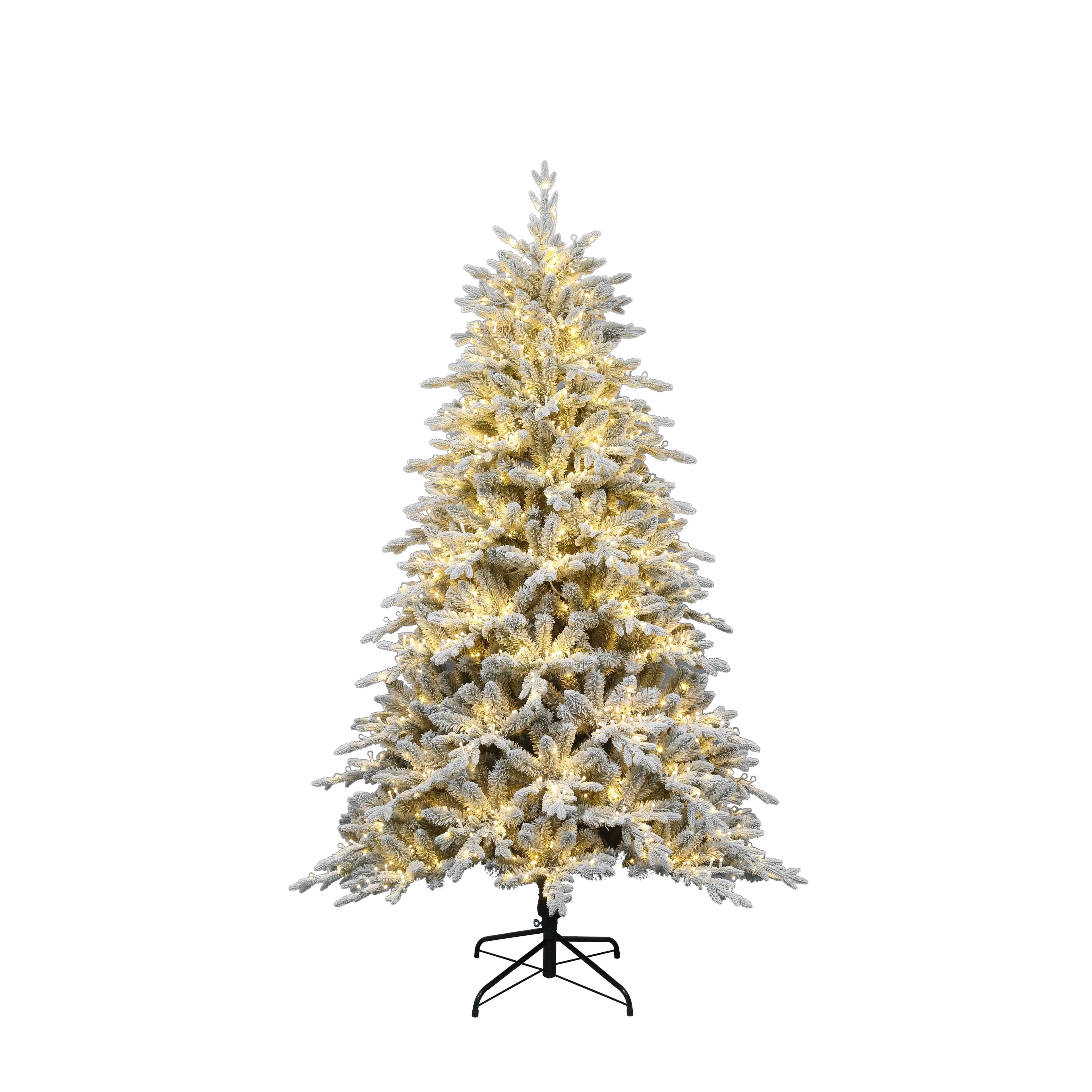 7.5' Pre-Lit Northern Fir Green Flocked Artificial Christmas Tree with Warm White Lights, by Holi... | Walmart (US)
