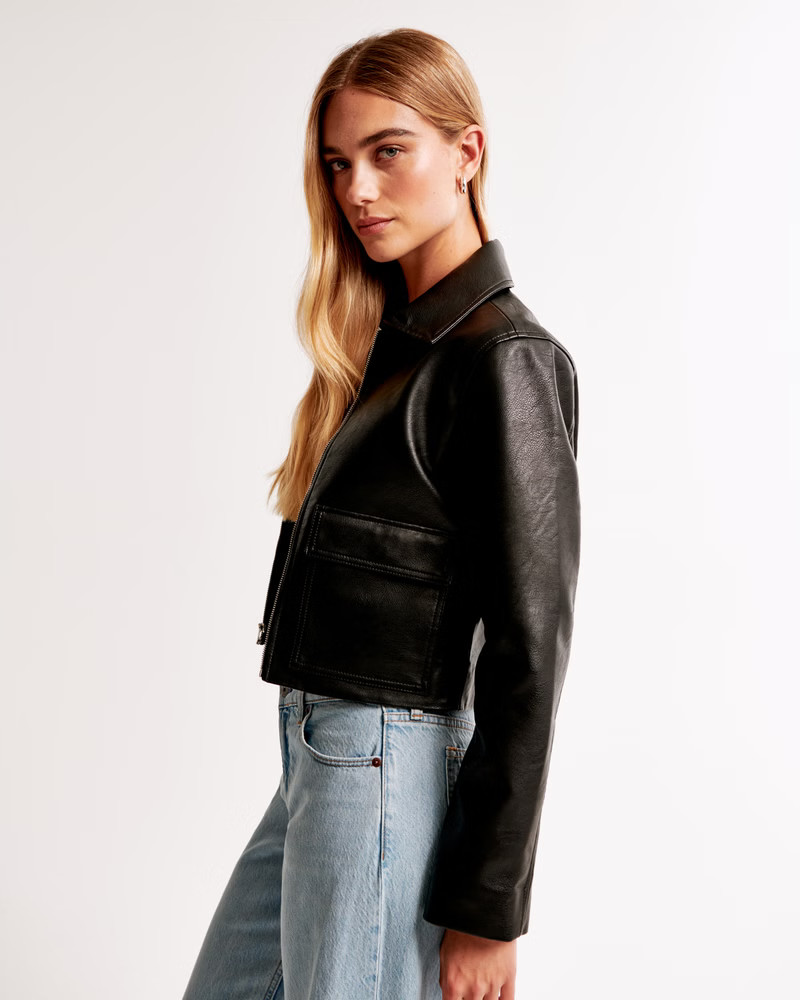 Vegan Leather Utility Jacket | Abercrombie & Fitch (US)