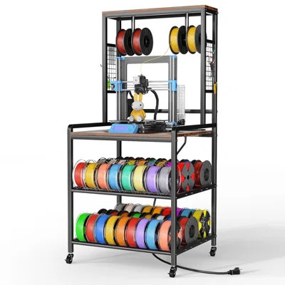 3d Printer Stand With Filament Storage & Power Outlet, Rolling 3d Printer Table For Ender 3/cr-10/prusa/anycubic, Heavy Duty 3-tier Metal Mobile 3d Pr | Wayfair North America