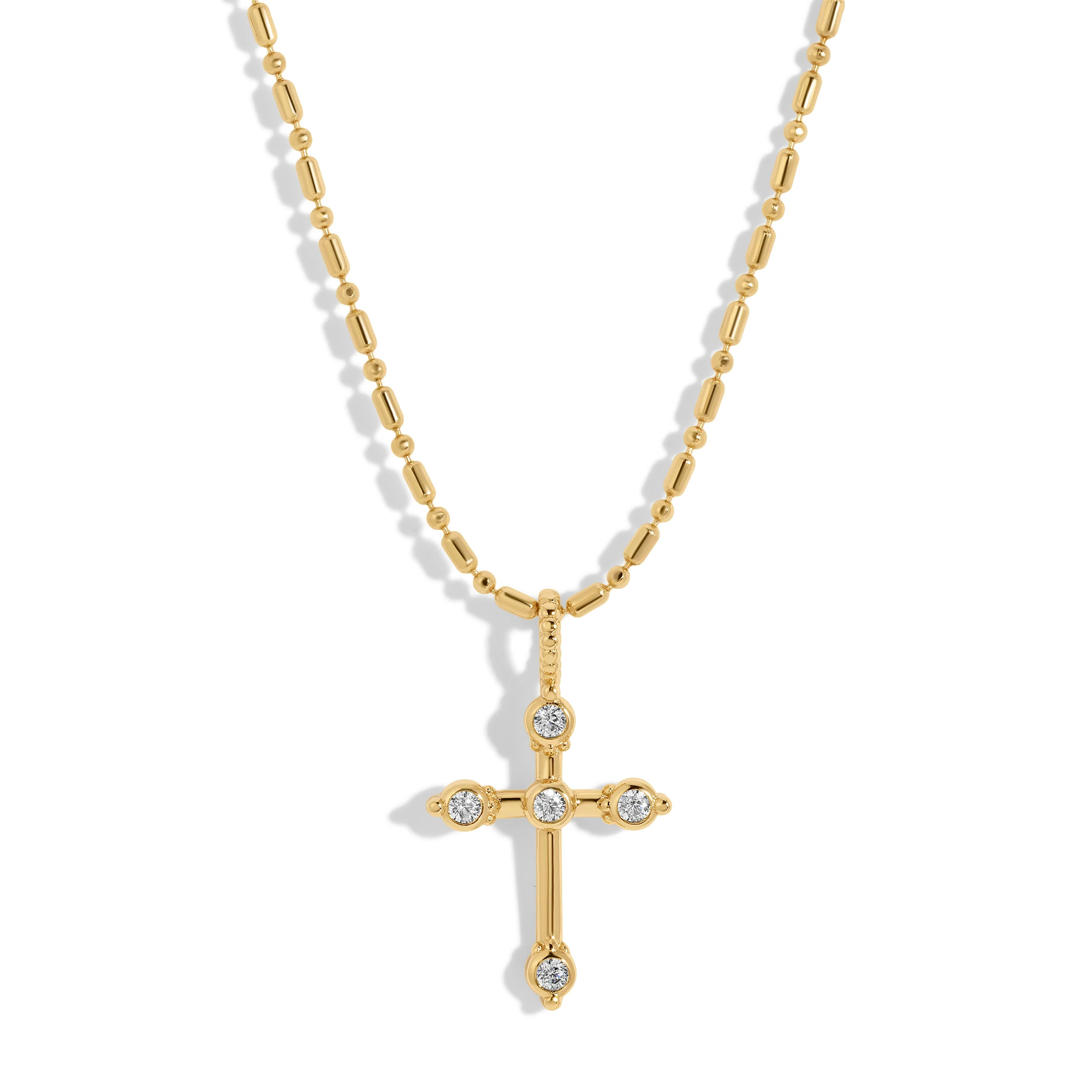Bezel CZ Gold Cross Necklace | Joy Dravecky