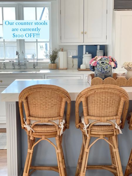 Yay!! Our riviera swivel counter stools are now on sale!! You can snag them for $100 OFF!! 🙌🏻 We love how this Sunwashed color warms up our blue and white kitchen!! 😍

Also linked the affordable chair pads we added!

Island color: BM blue heather 
Countertops & backsplash: Raphael stone Quartz Calcutta Ana

#LTKhome #LTKsalealert #LTKSpringSale