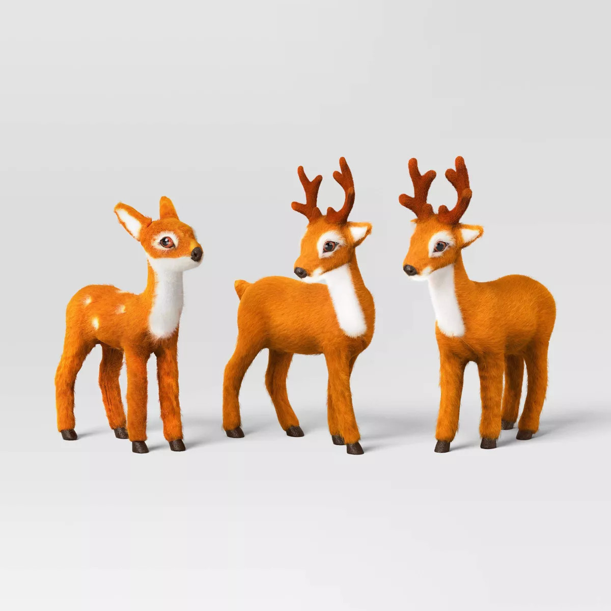 3ct Faux Fur Deer Set Decorative Christmas Figurines Brown - Wondershop™ | Target
