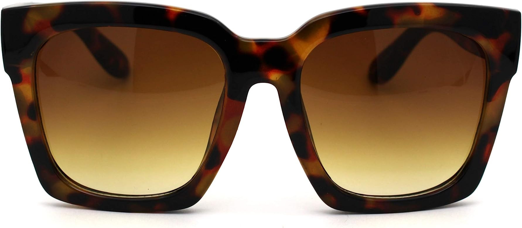 Womens Boyfriend Style XXL Oversize Horned Rim Thick Plastic Sunglasses | Amazon (US)