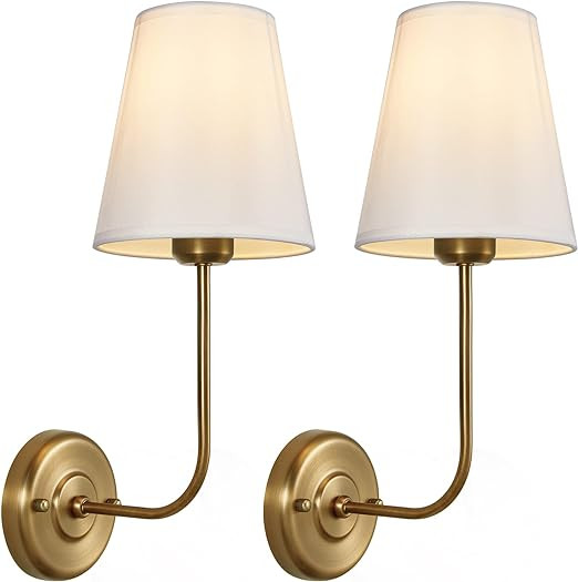 Passica Decor Set of 2 pcs Antique Brass Vintage Industrial Wall Sconce Light Fixture with Flared... | Amazon (US)