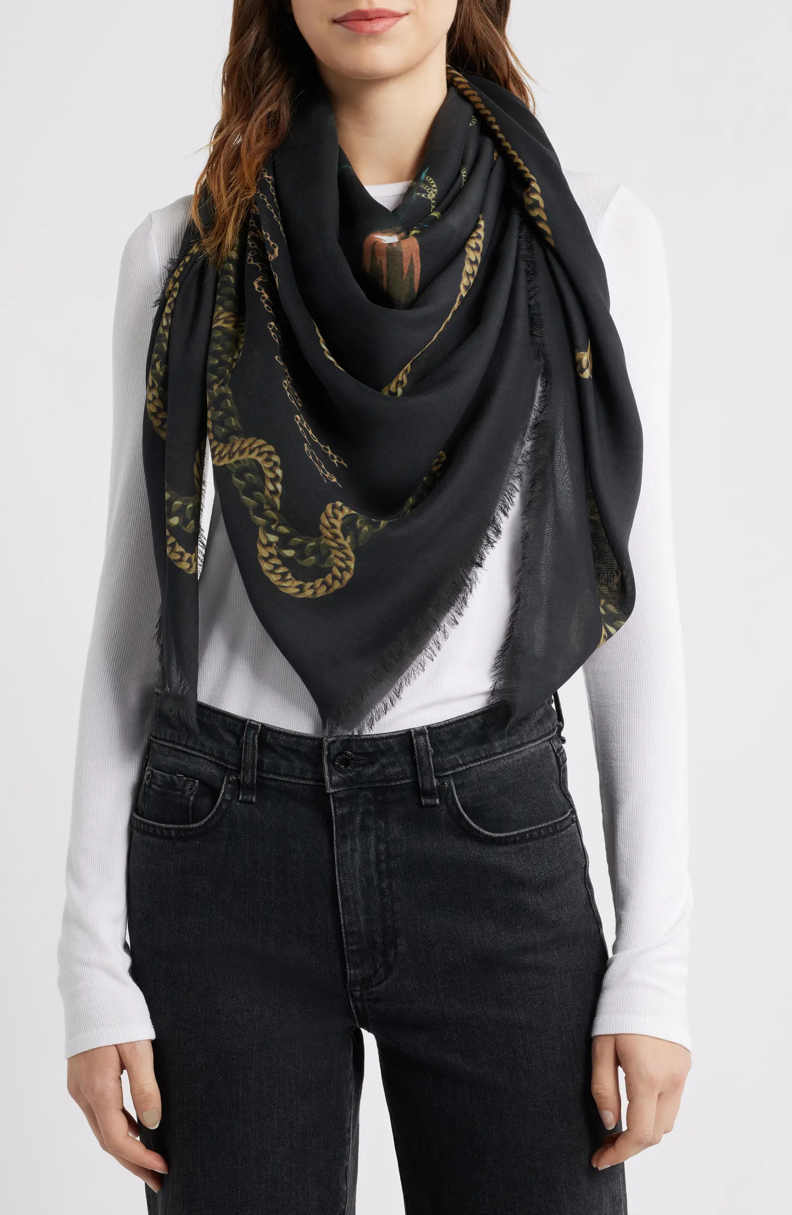 AllSaints Ania Chain Print Square Scarf | Nordstrom | Nordstrom