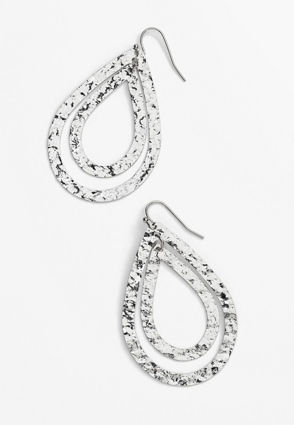 Silver Hammered Teardrop Earrings | Maurices