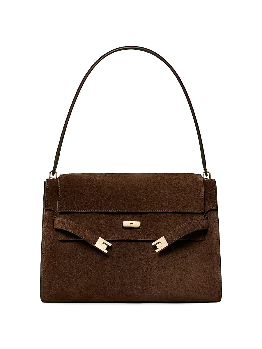 Women's Lee Radziwill Large Suede Shoulder Bag - Dark Cocoa | Saks Fifth Avenue