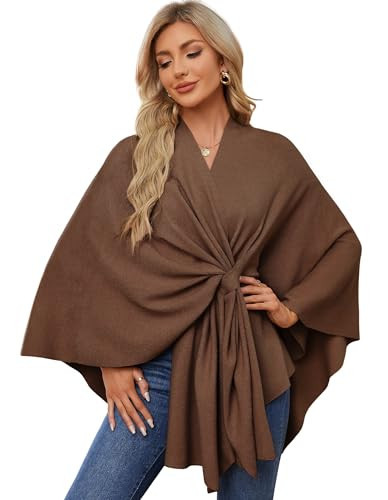 PULI Women's Elegant Shawl Wraps Soft Open Front Poncho Sweater for Spring Fall Winter caramel | Amazon (US)