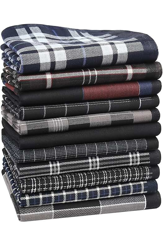 HOULIFE Men’s Handkerchiefs, Black Cotton Handkerchiefs for Men, 17x17 11 Pc | Amazon (US)