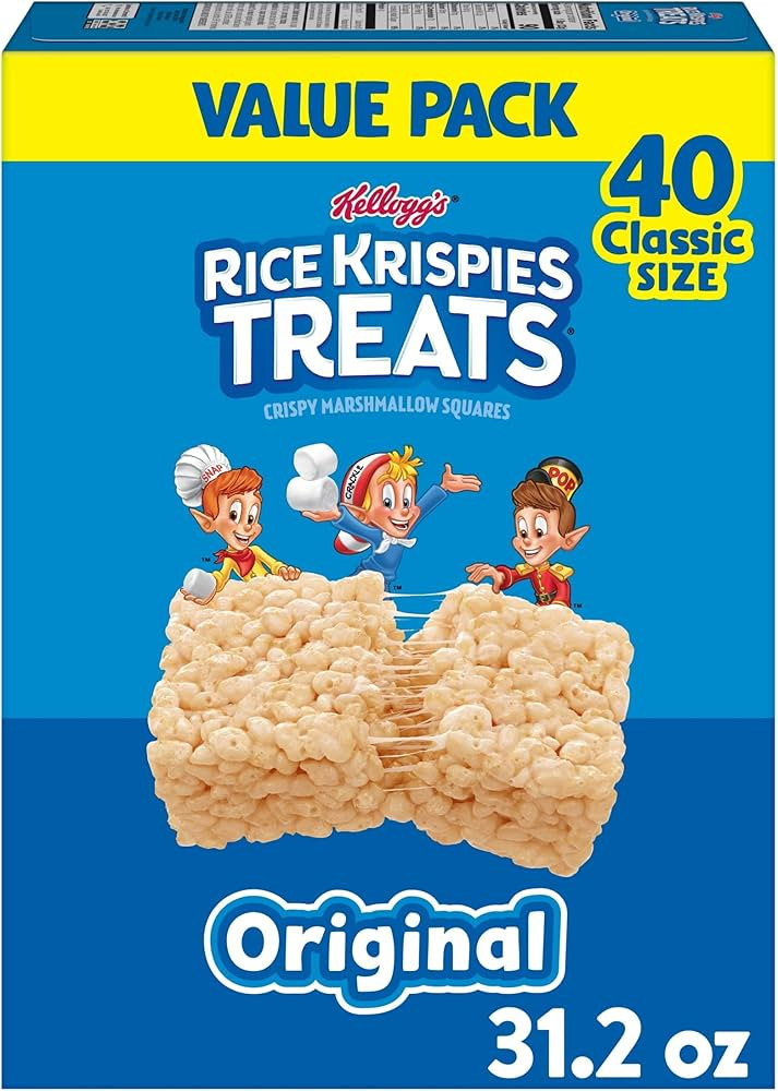 Rice Krispies Treats Crispy Marshmallow Squares, Kids Snacks, Snack Bars, Original, 31.2oz Box (4... | Amazon (US)