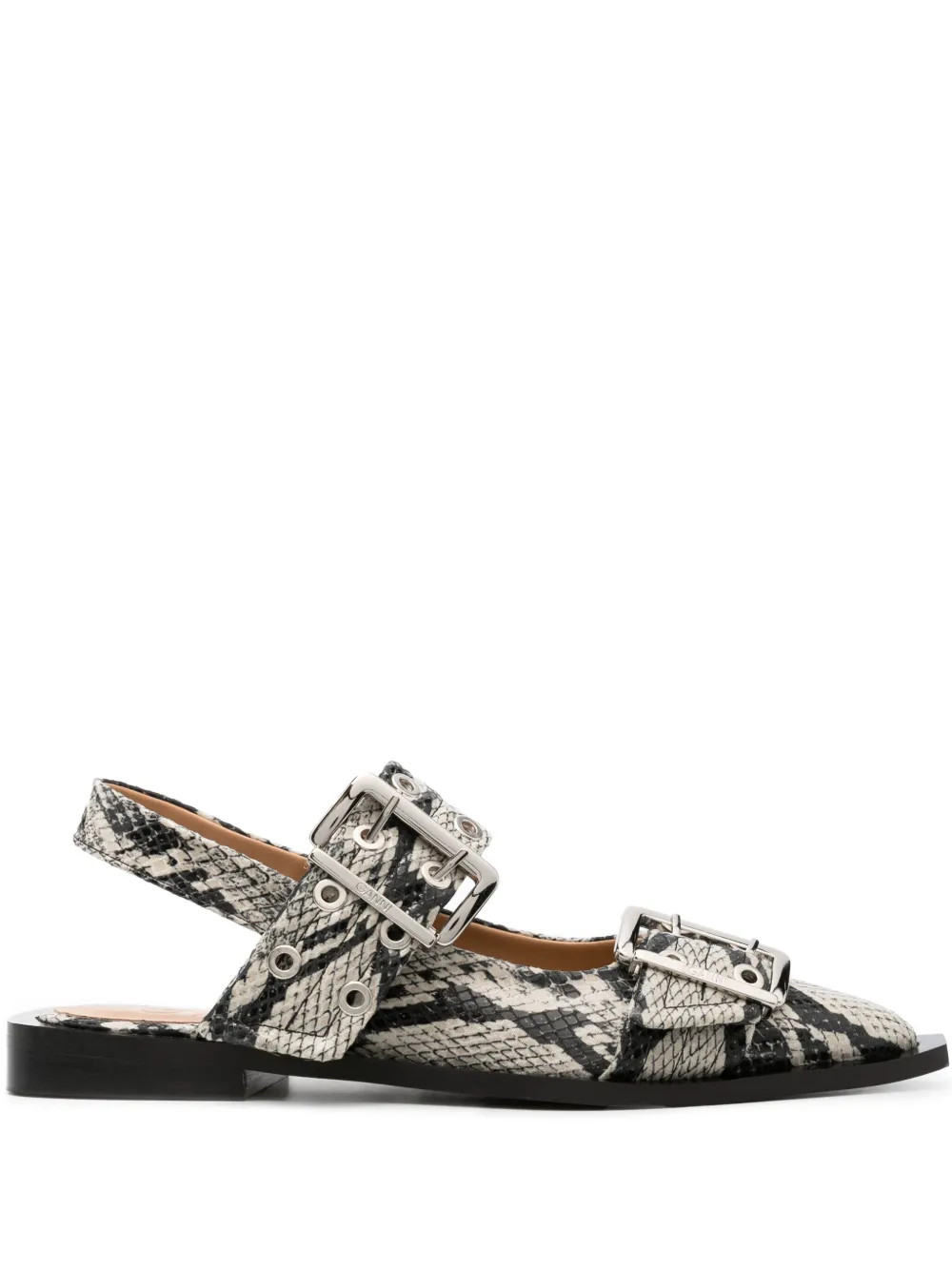 GANNI snakeskin-effect Buckled Sandals  - Farfetch | Farfetch Global