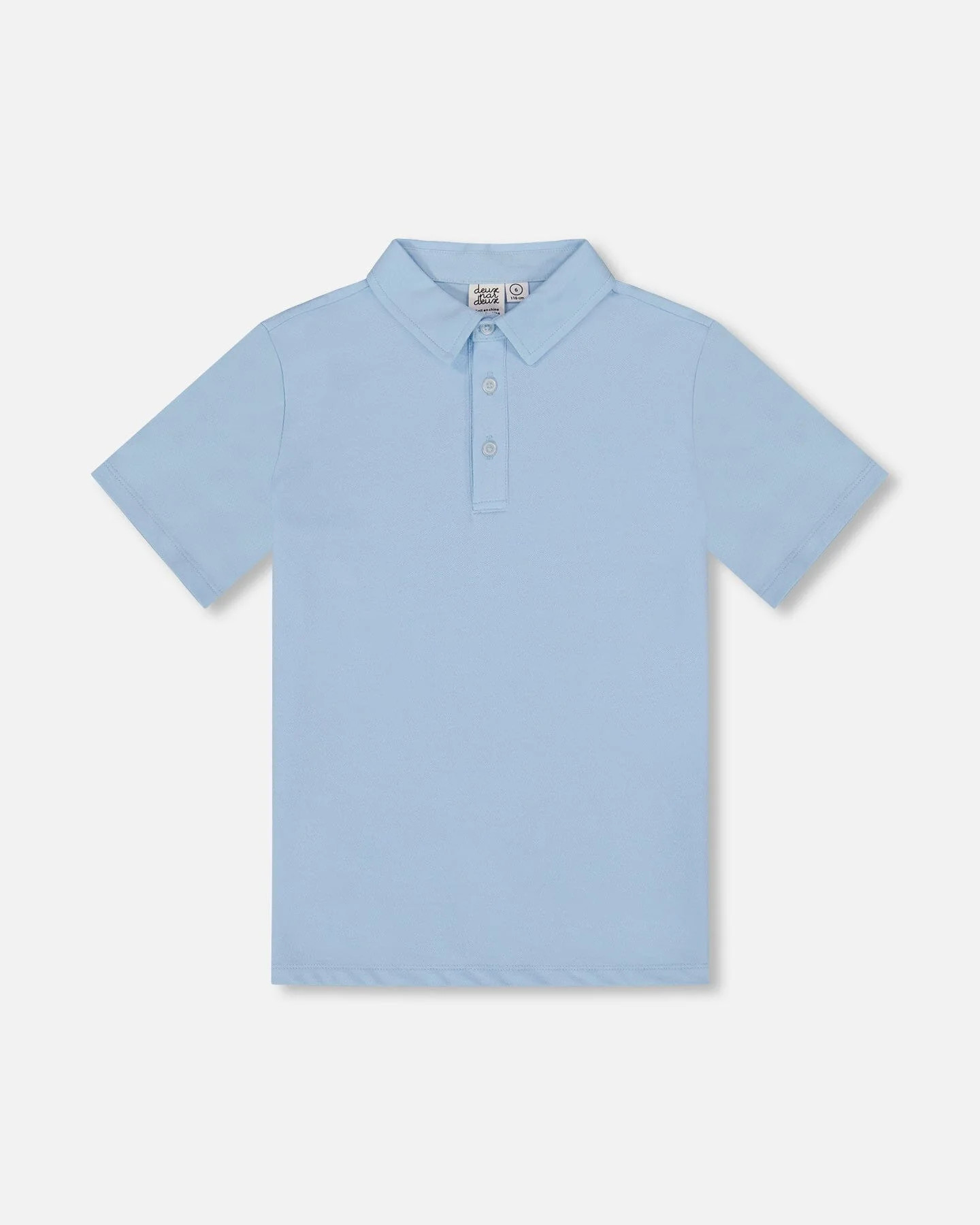 Short Sleeve Polo Shirt Pale Blue - Deux par Deux | Deux par Deux Childrens Designer Clothing