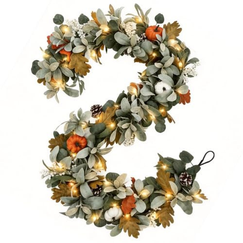 SZVRL 6FT Fall Garland with Lights for Autumn Mantel Decor | Amazon (US)