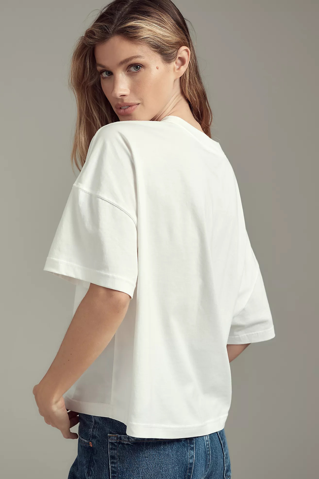 Maeve Oversized Short-Sleeve Mercerized Cotton Crew-Neck Tee | Anthropologie (US)