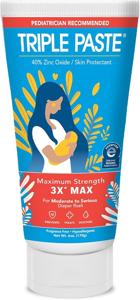 Amazon.com: Triple Paste 3X Max Diaper Rash Ointment for Baby, Maximum Strength with 40% Zinc Oxi... | Amazon (US)