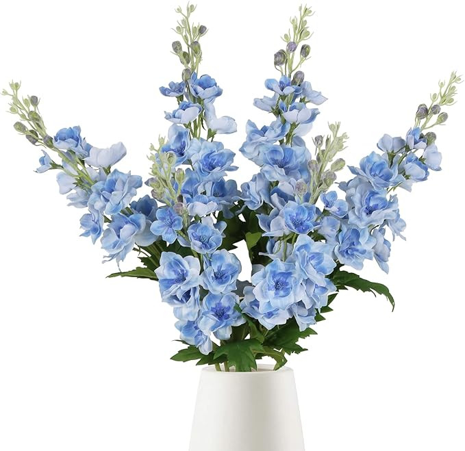 Blue Silk Flowers 6PCS Real Touch Delphinium Artificial Flowers Blue Larkspur Faux Flowers Realis... | Amazon (US)