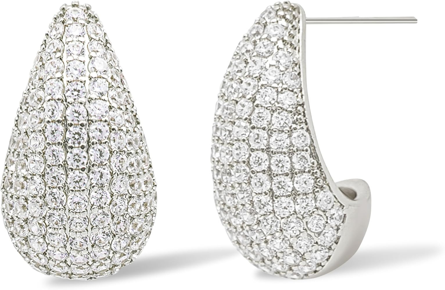 18K Gold Plated Hoop Earrings for Women, 925 Sterling Silver Post Teardrop Chunky Hoop Earrings L... | Amazon (US)