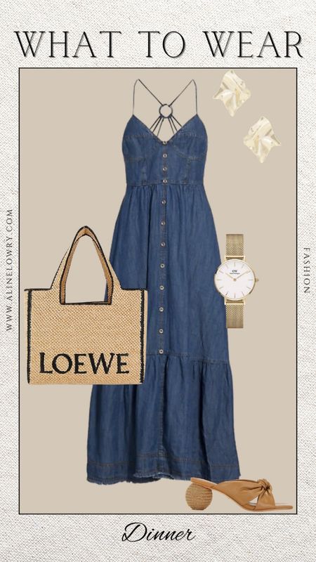 What to wear for Dinner. Beautiful dress with a stunning back and statement bag. 

#LTKitbag #LTKU #LTKstyletip