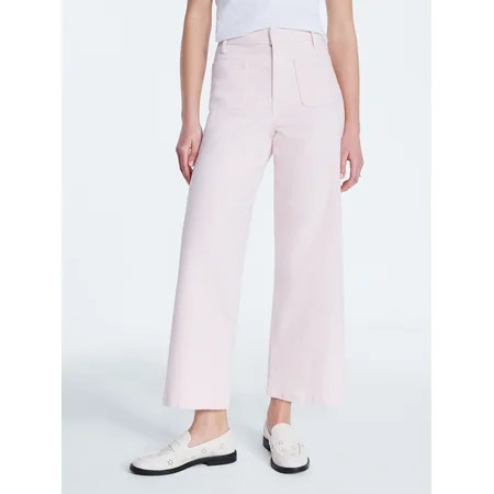 Free Assembly Women's High Rise Cropped Patch Pocket Seersucker Pants, 26" inseam, Sizes 0-20 | Walmart (US)