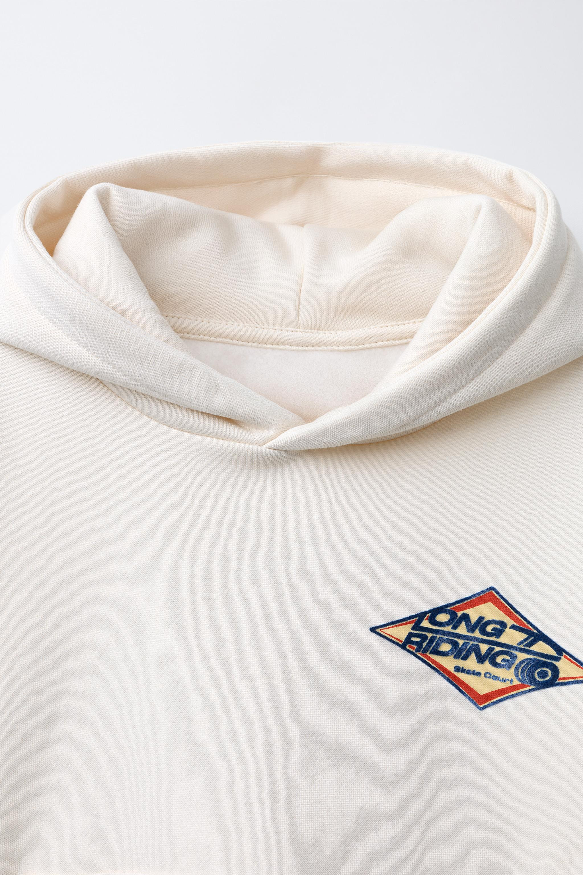 FLOCKED TEXT PRINTED HOODIE | Zara US