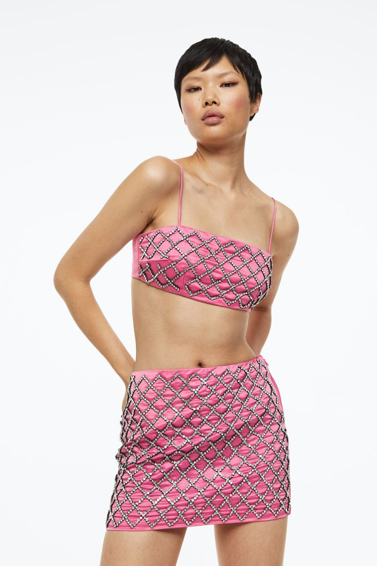 Rhinestone-embellished Mini Skirt | H&M (US + CA)