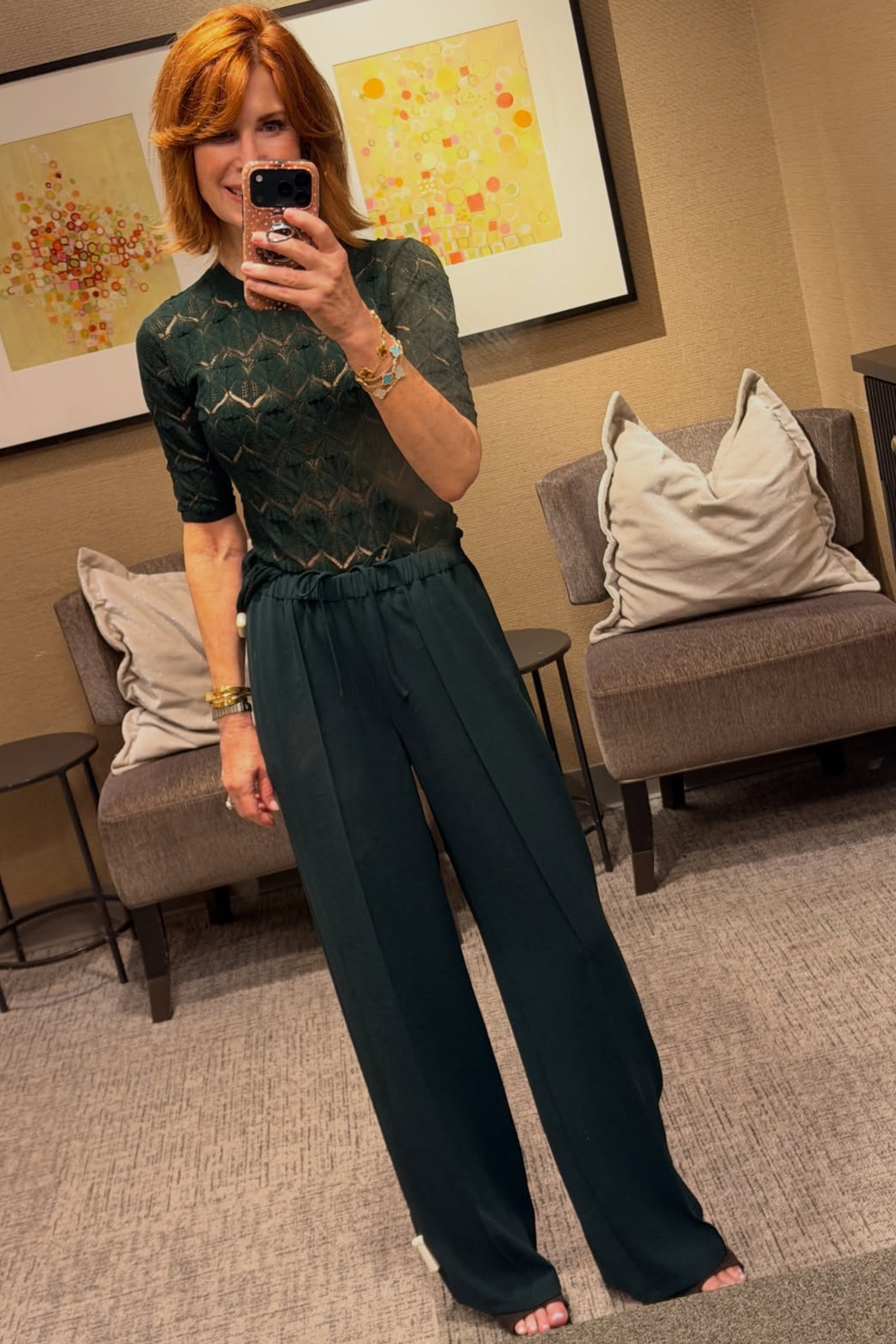 This monochromatic green outfit is such a chic option for dinner, events or polished workwear. The lace top and matching wide-leg pants are both included in the Nordstrom Anniversary Sale and can easily be styled separately too. 

 #LTKOver40 #LTKSaleAlert #LTKWorkwear