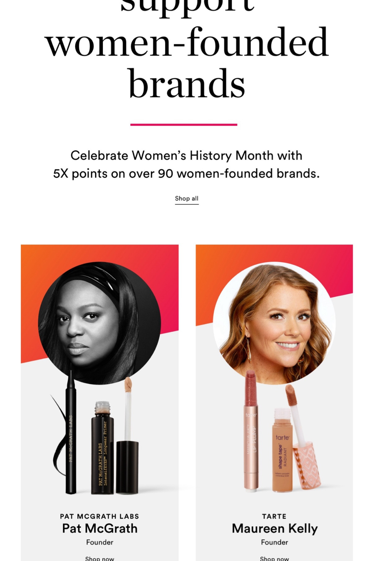 Women owned brands at Ulta - Natasha denona, pat mcgrath, Tarte, essence cosmetics

#LTKbeauty #LTKSpringSale #LTKsalealert