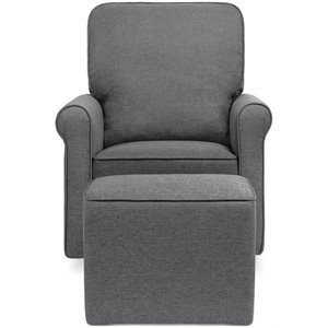 DaVinci Maya Polyester Fabric Swivel Glider and Ottoman in Shadow Gray | Cymax