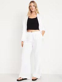 High-Waisted Crinkle Gauze Wide-Leg Pants | Old Navy (US)