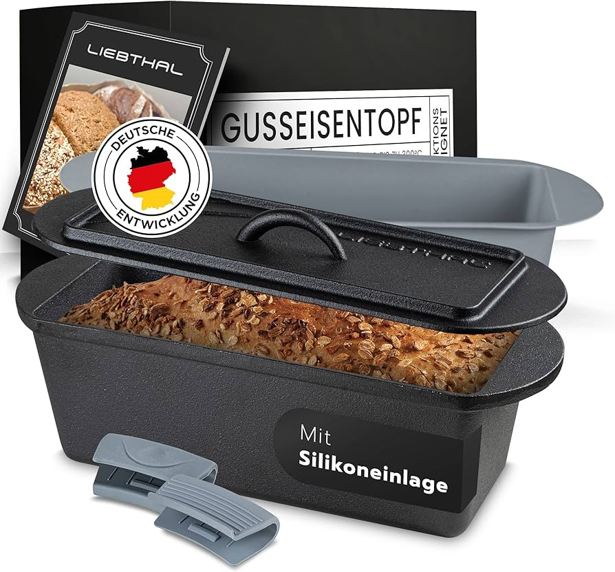 LIEBTHAL Bread Baking Mould with Lid, Perfect Fit Non-Stick Silicone Insert, Pre-seasoned Cast Ir... | Amazon (DE)
