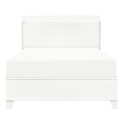 Modern Full Size Bed With White Gloss Headboard And Faux Leather Led Finish Head | Wayfair North America