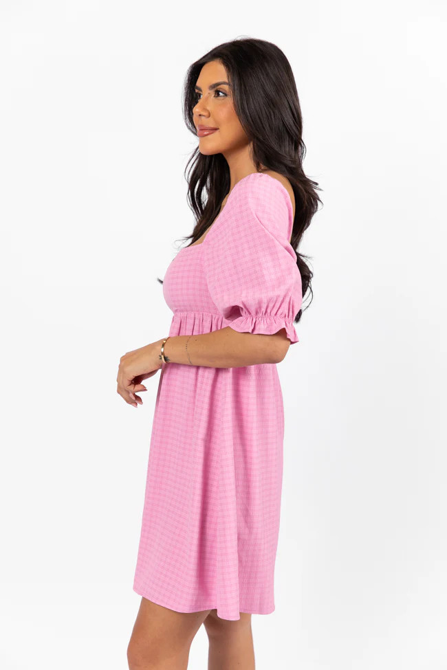 All My Days Pink Square Neck Printed Mini Dress | Pink Lily