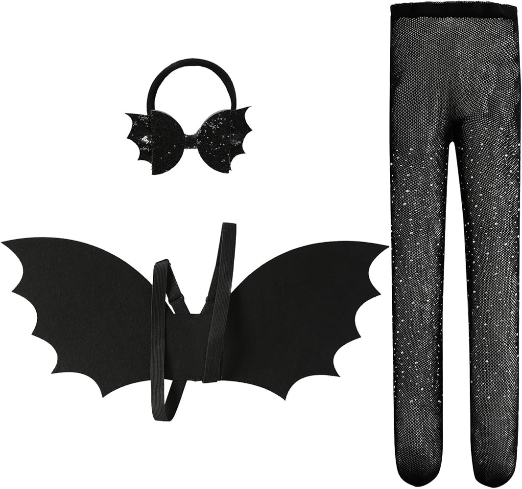JiaDuo Black Bat Wing Bow Headband and Tights Set for Baby Girls Toddler Halloween Bat Costume Dr... | Amazon (US)