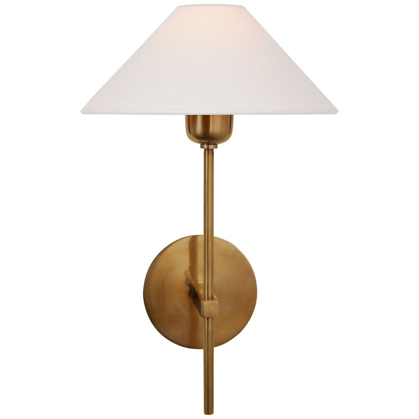 Hackney Single Sconce in Hand-Rubbed Antique Brass with Linen Shade | Visual Comfort