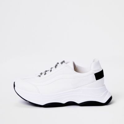 White chunky lace-up sneakers | River Island (UK & IE)