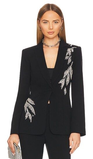 Crystal Floral Embellished Cheyenne Blazer in Black | Revolve Clothing (Global)