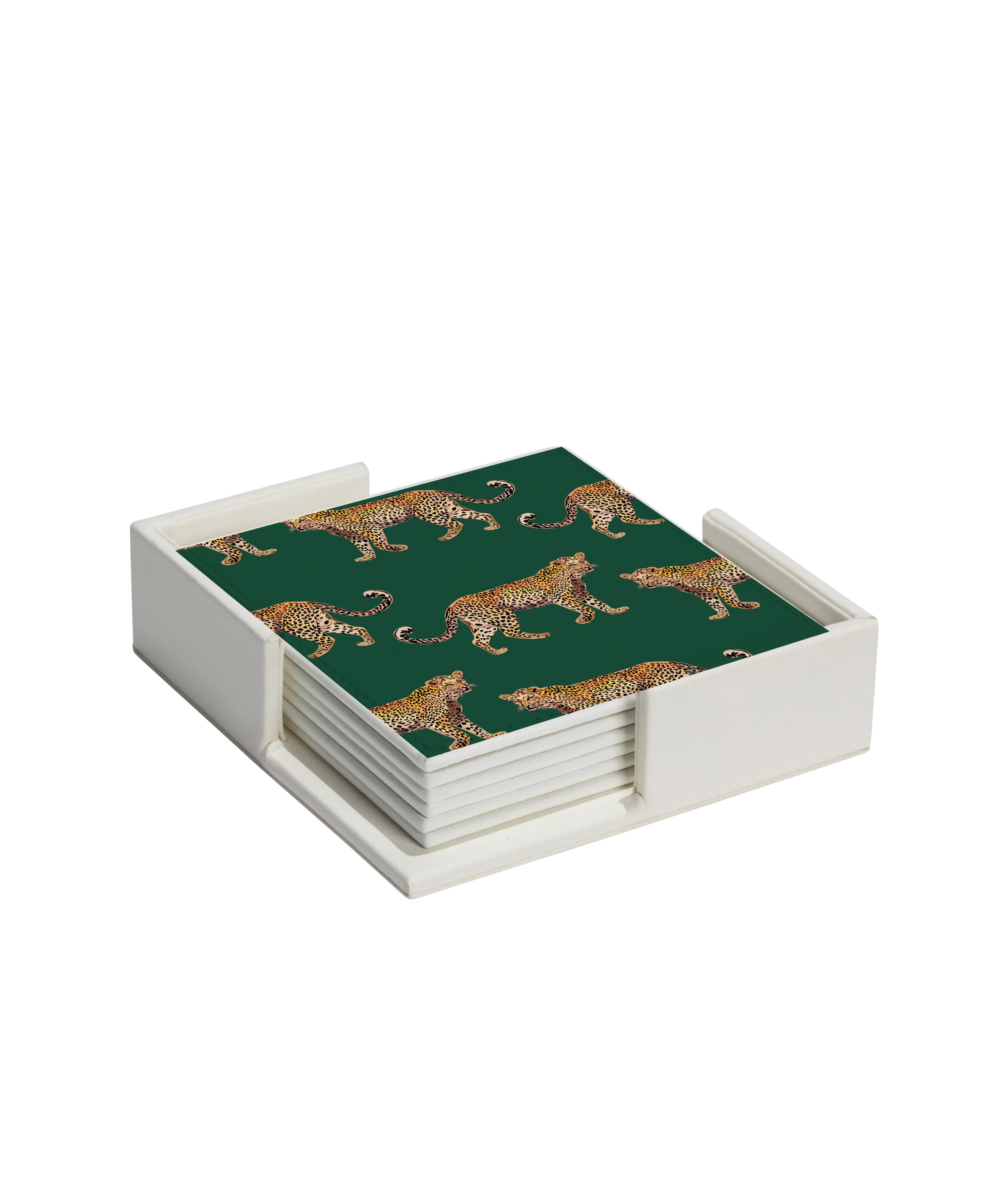 Cheetahs Coaster Set | Colorful Prints, Wallpaper, Pajamas, Home Decor, & More | Katie Kime Inc