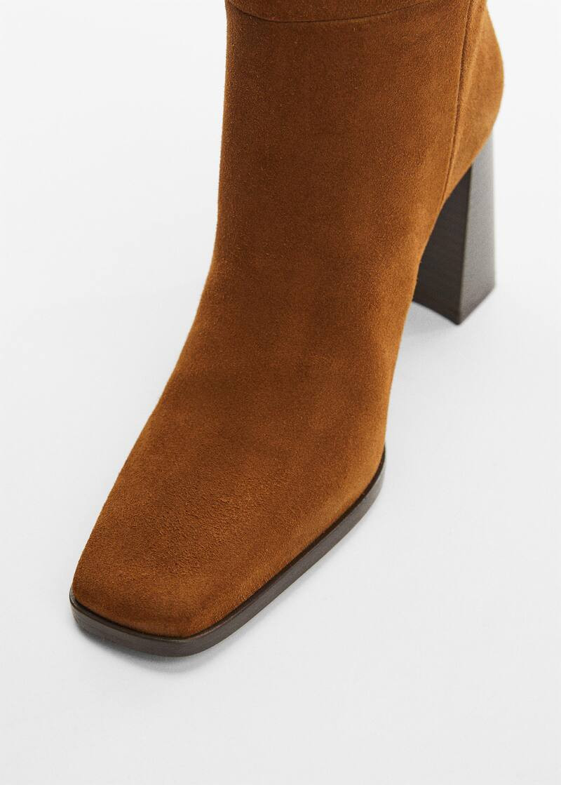 Bota de pele croûte com salto -  Mulher | Mango Portugal | Mango PT