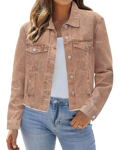 LookbookStore Jackets for Women Casual Fall Jackets for Women 2024 Brown Jean Jacket Women Fall Outfits for Women Women Denim Jackets Plus Size Fall Jacket Brown Sugar Size X-Large | Amazon (US)