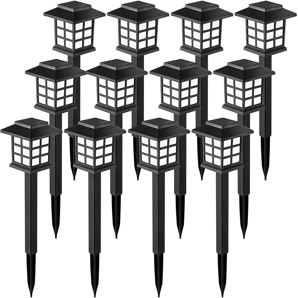 Satin Black Solar Powered Integrated LED Pathway Light Kit (Set of 12) | Wayfair North America
